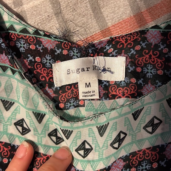 Patterned Blue and Pink Tank Top - Picture 2 of 3